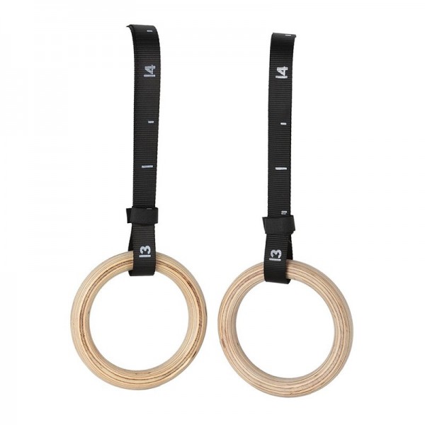 Paire d'anneaux de gymnastique en bois avec ceinture réglable TOORX CAGL